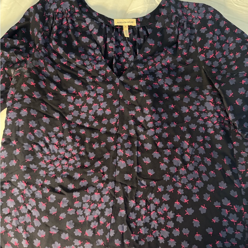 Rebecca Taylor black and Purple Floral Blouse